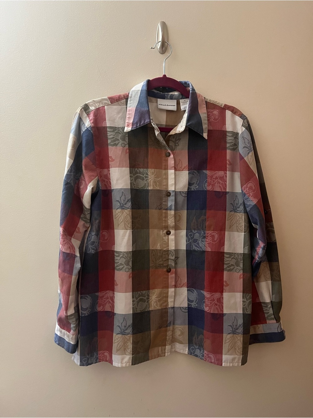 Alfred Dunner Multicolor Plaid Button-Up Shirt